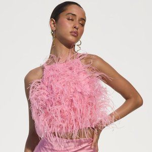 Cult Gaia Joey Feather Top - Shell Pink- Size Small